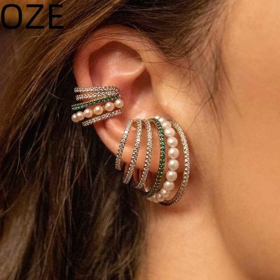 China FASHIONABLE Multilayer French Advanced Esgourd Free Circle Women's Rhinestone Pearl Earrings Hoop Earrings for sale