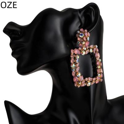 China TRENDY Exaggerated Geometric Big Big Faux Stone Stud Earrings For Women's Fashion Diamond Drop Earrings Jewelry 2023 for sale