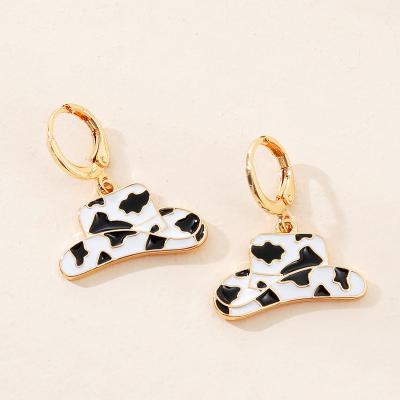 China CLASSIC Cowgirl Cowgirl Boots and Hats Earrings Black with White Cowgirl Hat Gold Cowgirl Stud Earrings for sale