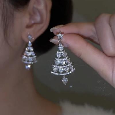 China New CLASSIC Bling Christmas Tree Earrings For Women 925 Silver Needle Earrings With High Quality And Soft Earring for sale