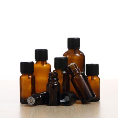 China 5ml 10ml 15ml 20ml 30ml 50ml 100ml Essential Oil Amber Glass Bottle With Glass Bottle for sale