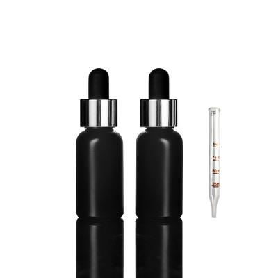 China Matte Black 30ml Bottle 1oz CBD Frosted Glass Essential Oil Glass Bottles for sale