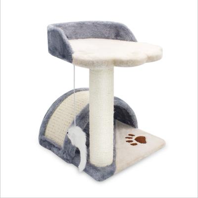 China Best Stocked Selling Grinding Claw Cat Tree Climbing Pet Toy Gray Elegant Cat Indoor Sisal Rope Entertainment Amazon Solid Wood Tunnel for sale