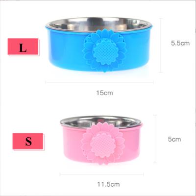 China Manufacturer Wholesale Cheap Plastic Stocked Candy Color Dog Bowl 2 in 1 Multicolor Thicken Durable Pet Cage Hanging Bowl for sale