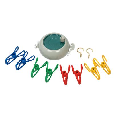 China Wind Up Wash Line Kit 21' Laundry Reel Clothesline With 2 Mounting Hooks 8 PCS Clips LR023 for sale