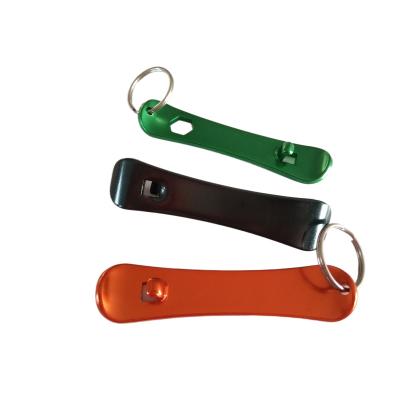 China Sustainable Matte Finish All Colors Low MOQ Ready Custom Logo Laser Engrave Aluminum Alloy Metal Key Chain Snowboard Beer Bottle Opener for sale