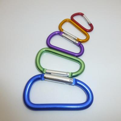 China Wholesale Cheap Aluminum Manufacturer Decoration Carabiner Keychains Custom D-shaped Metal Carabiner Logo Opp Bag All Anodized for sale