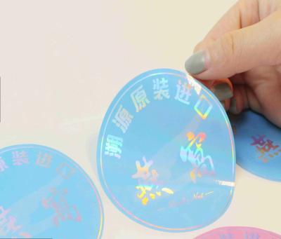 China Bag Sealing Custom Make Printed Holographic Sticker Waterproof Rainbow Vinyl Adhesive Paper For Brand Logo for sale