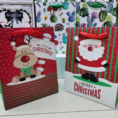 China Wholesale Custom Recyclable Safe And Odorless Hot Selling High Quality Foldable Cartoon Paper Handbags Christmas Gift Foldable Bags for sale