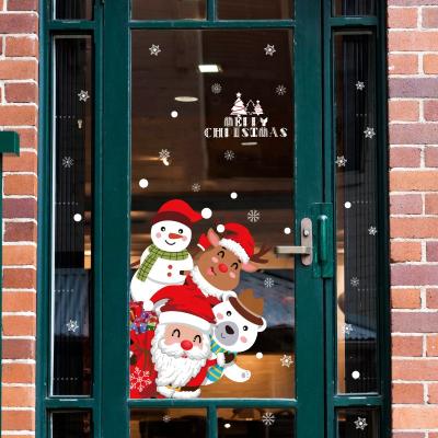 China Safe Wholesale Christmas Decoration Supplies Party Window Glass Cabinet Creative Removable Bedroom Ornaments Christmas Wall Stickers for sale