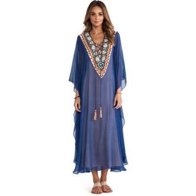 China New Arrival Breathable Ethnic Style Beach Dress Mexican Casual Blusas Cover Up Women Beach Vacation Long Cover Up Dresses for sale