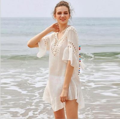 China New Arrival Custom Made Sexy Back Tops Breathable Lace Up Blouse Womens Handmade Beach Wear Elegant Design Fashion Blouses for sale