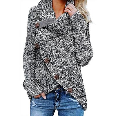 China Hot sale winter anti-shrink plus wrap turtle neck Gray Red Button Women Sweater 2020 size sweaters knit sweaters women for sale