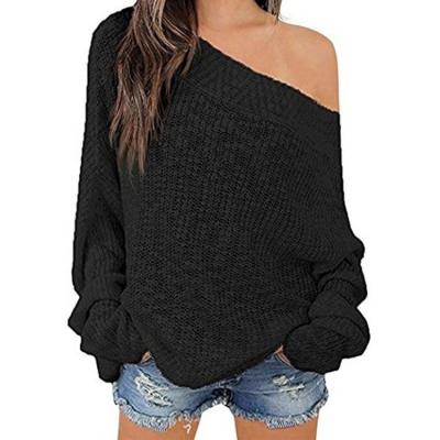 China 2021 Anti-Shrink New DesignsFashion Off Shoulder Sleeve Long Knitted Pullover Sweater For Women for sale