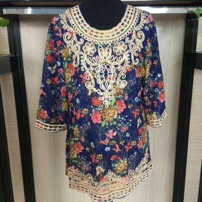 China Latest New Design Luxury Heavy Made Embroidery Sequin Blouse Women Breathable for sale