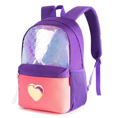 China Kids Girl Backpack Waterproof Fashionable Holographic Purple School Bags For Teenagers Children for sale