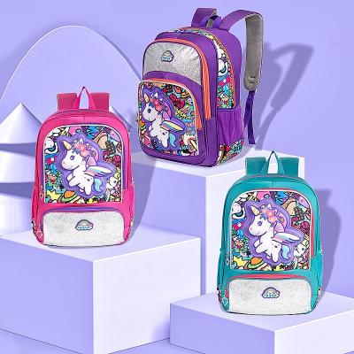 China New Waterproof Polyester Unicorn Cartoon Character Girl Children School Bag Backpacks For Kids for sale