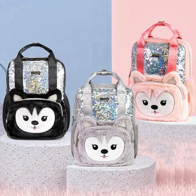 China New Sequin Cloth Mochila Infantil Fox Waterproof Reversible Plush Cute School Backpack Kids Bags Girls for sale