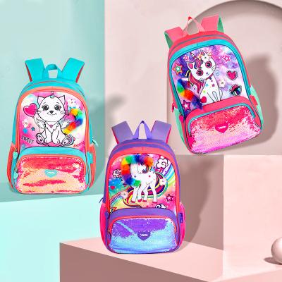 China New Designer Waterproof New Designer Animal Cartoon Sequin Girls Girls Kids Backpack Pink Backpack For Kid School Bag for sale