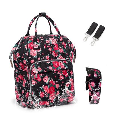 China With Large Capacity Custom Made Hospital USB PVC/PU/Polyester/Canvas Newborn Baby Maternity Diaper Bag Set Floral for sale