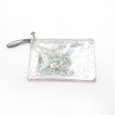 China Customized PVC Convenient Neceser Glitter Transparent Hanging Travel Toiletry Bag Organizer for sale