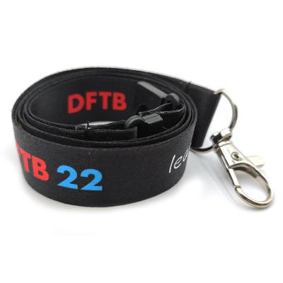 China Durable Custom Detachable Polyester Jacquard Logo Woven Embroidered Lanyard With Key Ring for sale