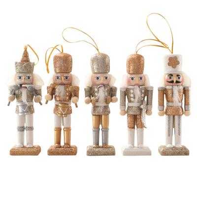 China Cute Wooden Christmas Figure Puppet Ornaments Nutcracker Wooden Tree Hanging for sale