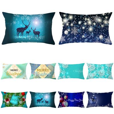 China Christmas Printed Sofa Pillow Case 2022 Series Waist Cover Home Antistatic Blue Antistatic Hot Air Air Cushion Cover for sale