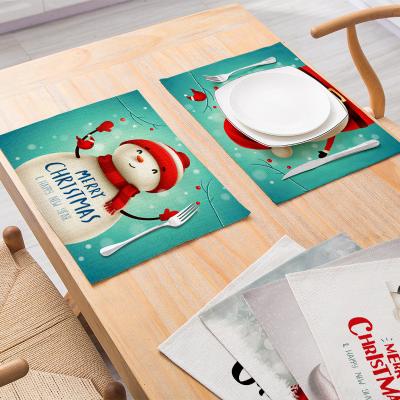 China Viable Cartoon Printed Cotton And Table Mat Household Kitchenware Heat Insulation Canvas Western Place Mat for sale