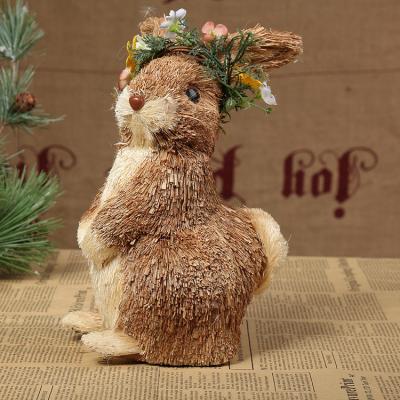 China Sisal /bulrush/Rattan/Fabric Cute Left Tilting Main Hands Falling Good Bunny Crafts Easter Medium Standing Bunny for sale