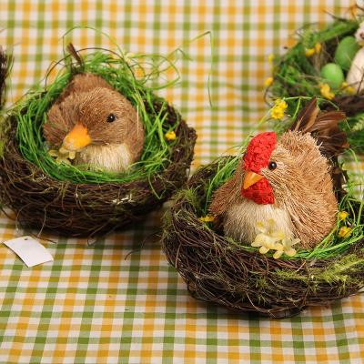 China Sisal New Easter Handmade /bulrush/Rattan/Fabric Grass Teng Woven Hen Nest Duck Nest Flower Basket Decoration for sale