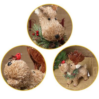 China /bulrush/Rattan etc straw Christmas three dimensional ornaments. sisal straight back/Christmas straight back reindeer for sale