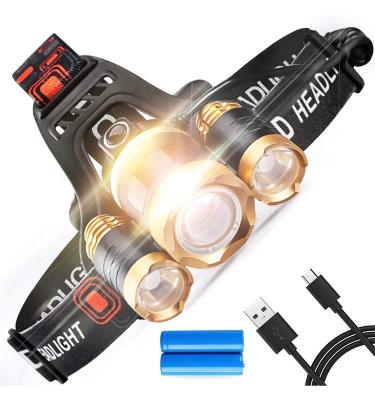 China Hunting Camping Bicycle Mount Light 6000 Lumens Variable Focus Waterproof Sensor Sports Hunting Super Bright Flashlight Led Headlight Modes Light USB Rechargeable for sale