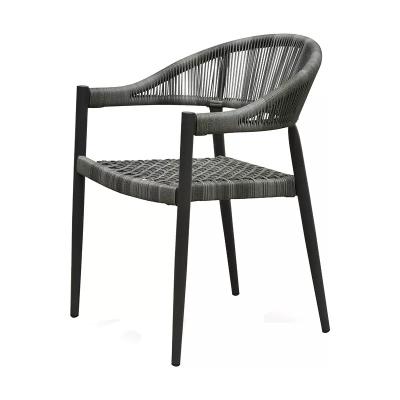 China Weather Outdoor Furniture Aluminum Frame with fabric Black Simple Design Dining Chair For Garden Hotel Restaurant Outdoor Furniture Dining Set for sale