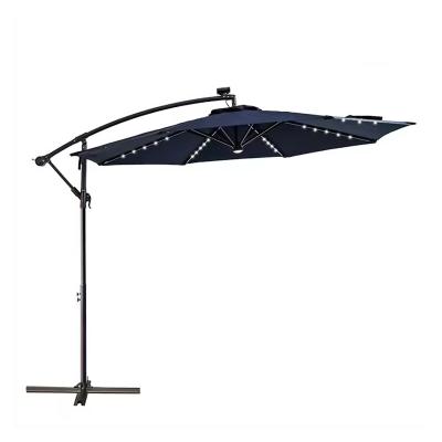 China Sun Wind Rain Proof Foldable  Outdoor parasol hanging aluminum waterproof umbrella for Beach garden with led light for courtyard for sale