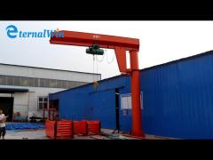 360 Degree Rotation Floor Mounted Jib Crane With Electric Hoist For Warehouse