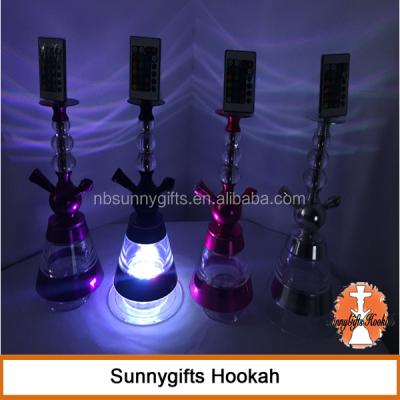 China Durable Remote Control Multicolors LED Hookah Stand / Led Clear Glass Hookah Shisha For Bar for sale