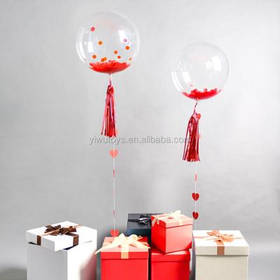 China Promotional Toy 18inch Transparent PVC Confetti Birthday Wedding Bobo Bubble Balloon Clear Bobo Bubble Balloon for sale