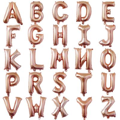 China Promotional Toy Promotional High Quality 16inch Inflatable Rose Gold Alphabet Letter Foil Balloon For Party Decoration for sale