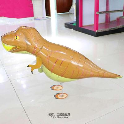 China Toy Animal Shape Raptor Gift Toy Stand Walking Foil Balloon Cartoon Pet Balloon Animal Walking Helium Balloon for sale