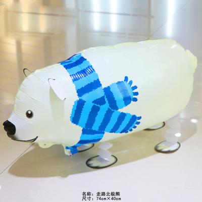 China New Design Polar Bear Promotional Children's Toy Toy Gifts Party Helium Foil Animal Pet Walking Balloon for sale