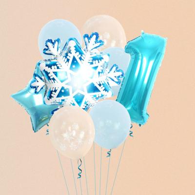 China Decoration 2022 New Arrive Christmas Number Snowflake Party Decoration First Birthday Foil Balloon Inflatable Kit for sale