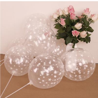 China Custom Decoration 12inch Round Clear Stars Printing Bobo Globos Latex Balloons Transparent for Party Decoration for sale