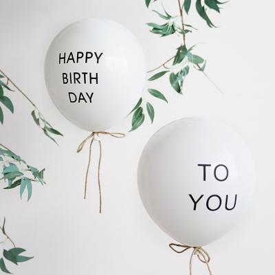 China CIA Amazon 10inch Happy Birthday Decoration Hot Sale White Latex Printed Latex Balloon With Cheap Price for sale