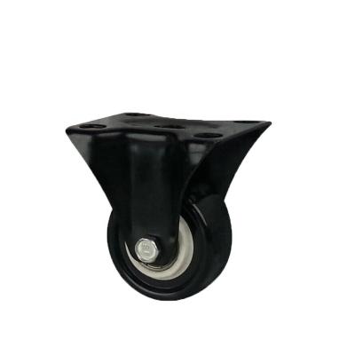 China swivel & DLPO Rigid Fixed Caster 50mm Plate Black Polyurethane Caster Wheel With Bearing for sale