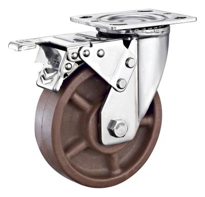 China swivel & DLPO Rigid High Temperature Double Brake Casters 4 x 2 Swivel Heavy Duty Stainless Steel Caster Wheels for sale