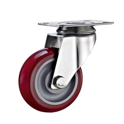 China swivel & DLPO Rigid 4 Inch Bolt Hole Swivel Plastic-Core Stainless Steel PU Caster Wheel for sale