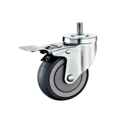 China swivel & Rigid DLPO Galvanized Medium Gray TPR Round Surface Leveling Adjustable Casters With Brake for sale