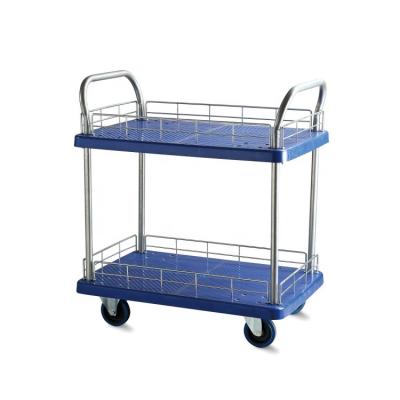 China Foldable Transport Trolley DLPO Double Platform Storage Cart Max Load 350KG Cheap Hand Cart for sale