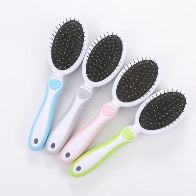 China Viable Hot Sale Double Sided Dog Hair Grooming Rake Cat Cleaning Hair Grooming Tool Stainless Steel Needle Beauty Pet Bath Brush for sale